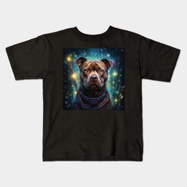 Sparkle Staffy Kids T-Shirt by Enchanted Reverie